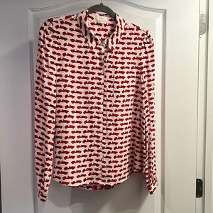 Kate Spade New York Monaco Race Car button up blouse size 8